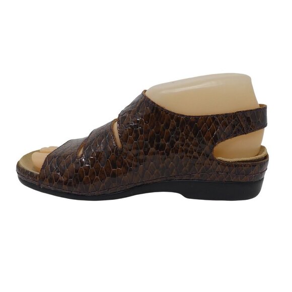 Helle Comfort Thandie Sandals Womens EU 38 US 8 Brown Croc Print Leather Open To - Picture 3 of 12